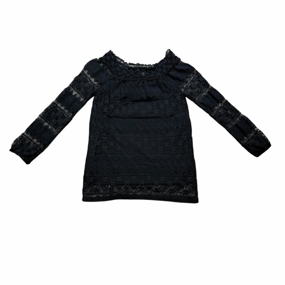 NWT American Rag Black Lace Overlay Off the Shoulder Long Sleeve Blouse - Small - Picture 6 of 16
